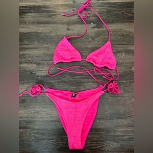 Triangl pink tie bikini